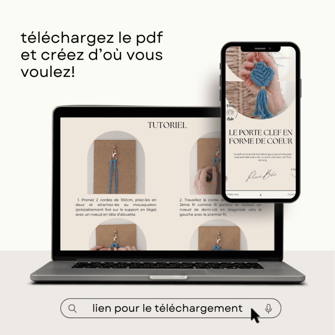 Tutoriel pdf porte clef coeur macramé