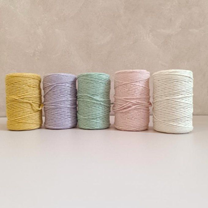 lot de 5 cordes de coton peigné Bobbiny 1.5mm (légèrement utilisées)