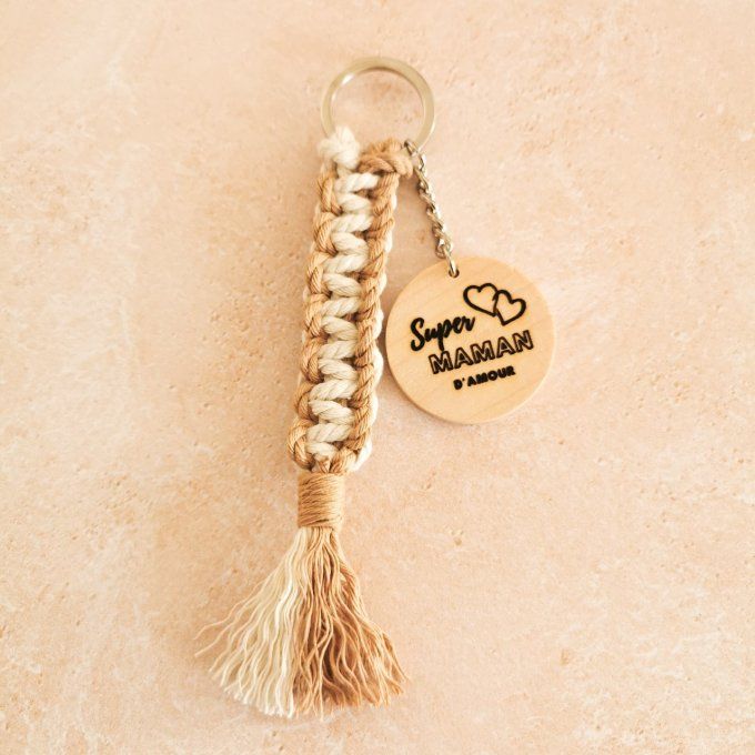 porte clef bicolore médaillon gravé