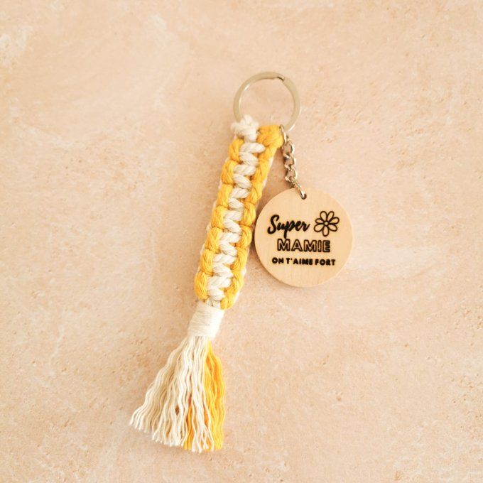 porte clef bicolore médaillon gravé