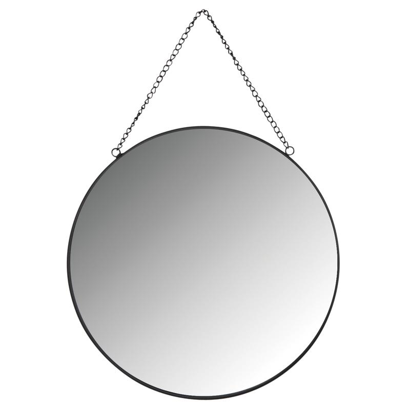 miroir rond en métal noir
