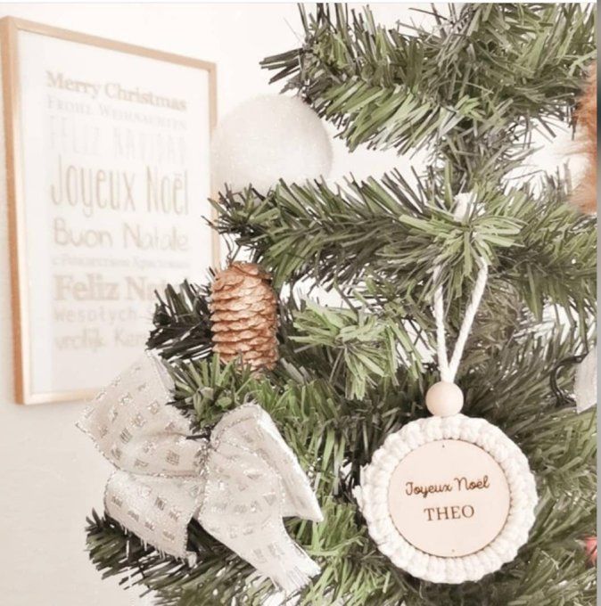 Boule de noël Joyeux Noël + prénom