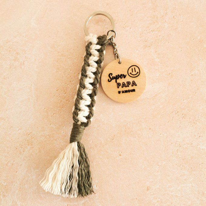 porte clef bicolore médaillon gravé