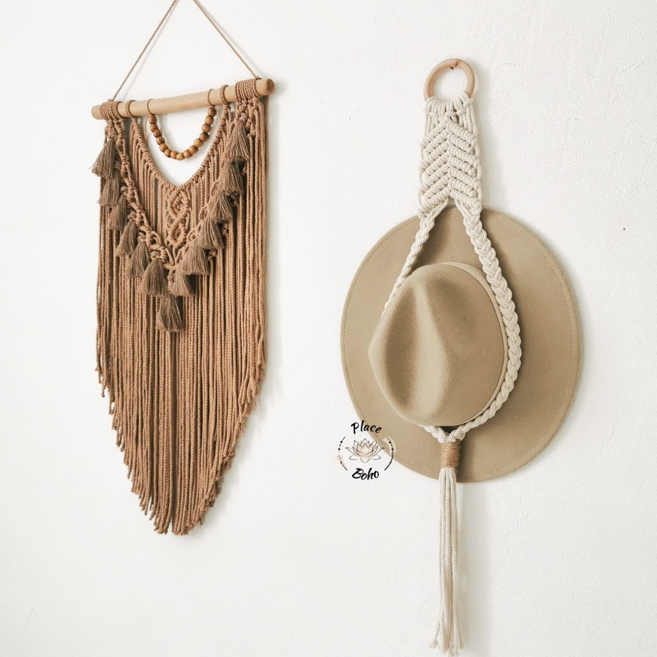 Porte-chapeau en macramé, porte-chapeau, cintre de chapeau pour