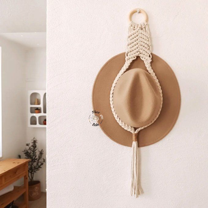 porte chapeau macramé