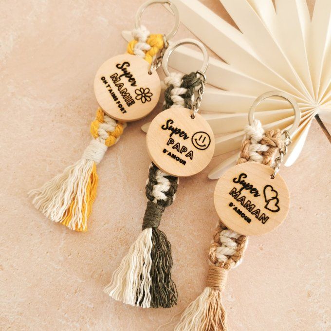 porte clef bicolore médaillon gravé